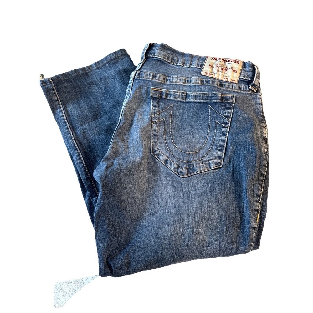True Religion Ricky Jeans Relaxed Straight Jeans Mens 42/26 Blue Denim Super Str